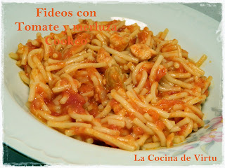 Fideos con tomate y merluza por Virtudes Gonzalez ~ Recetas Cookeo